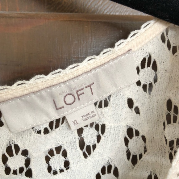 LOFT White Boxy Lace Blouse - Picture 2 of 6